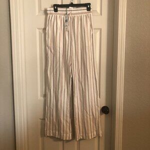 Vigoss cream with blush and tan stripes cotton pants with pockets sz M‎ BNWT